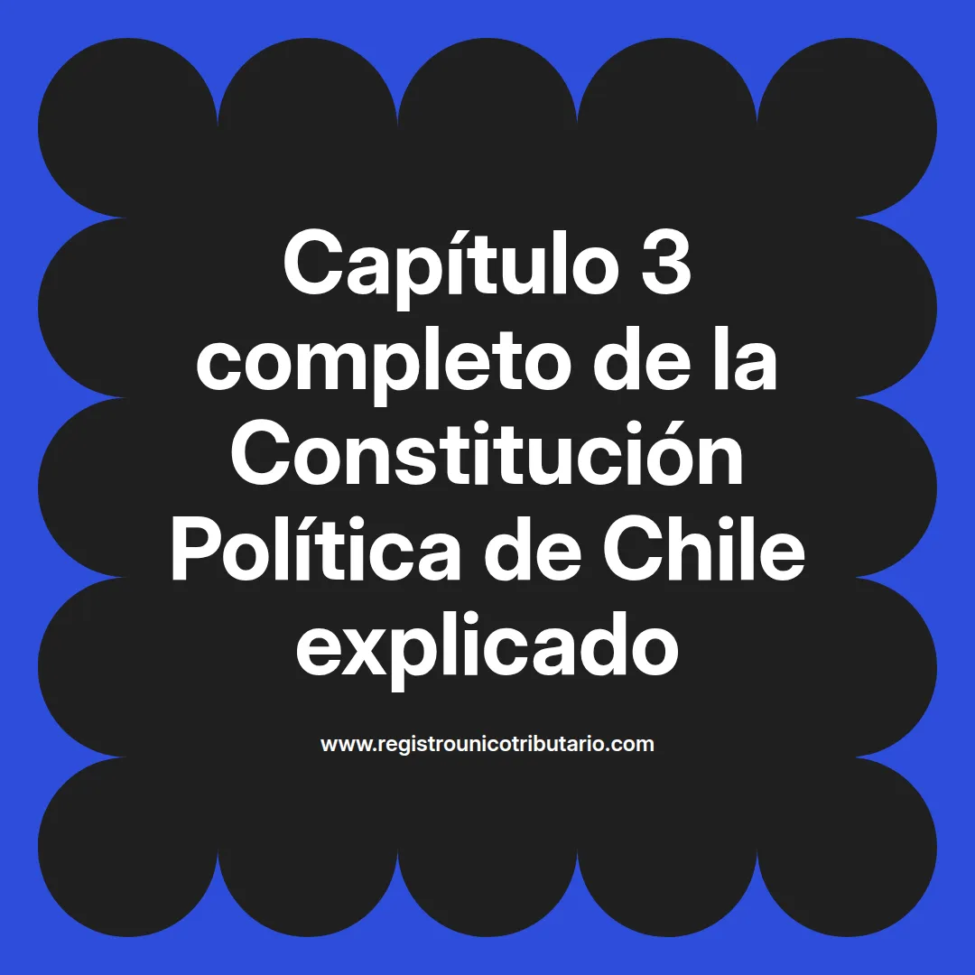 imagen destacada del post con un texto en el centro que dice Capítulo 3 completo de la Constitución Política de Chile explicado y abajo del texto aparece el url de sitio web que es registro unico tributario punto com