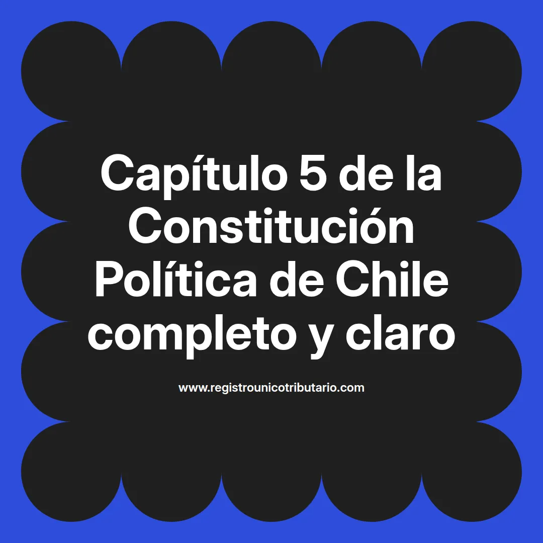 imagen destacada del post con un texto en el centro que dice Capítulo 5 de la Constitución Política de Chile completo y claro y abajo del texto aparece el url de sitio web que es registro unico tributario punto com