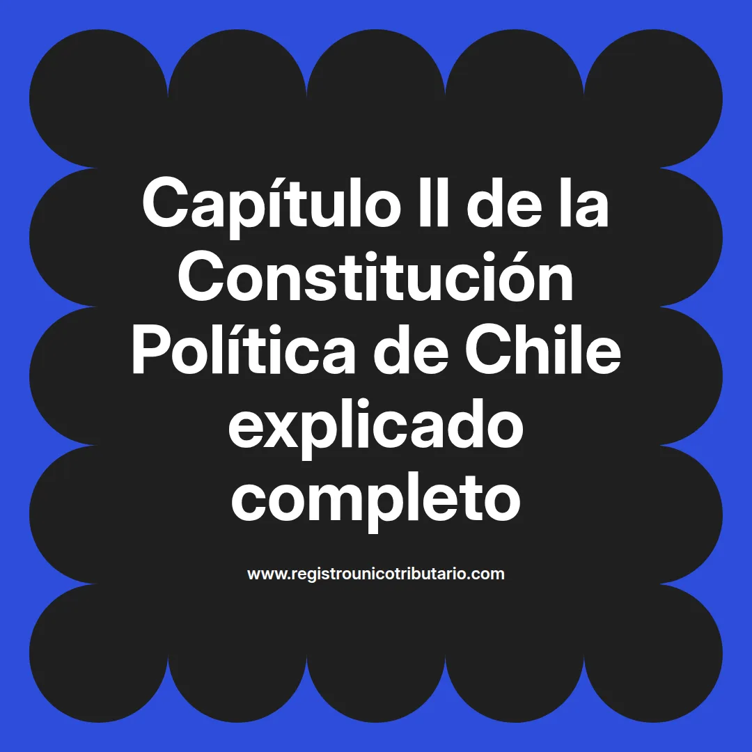 imagen destacada del post con un texto en el centro que dice Capítulo II de la Constitución Política de Chile explicado completo y abajo del texto aparece el url de sitio web que es registro unico tributario punto com