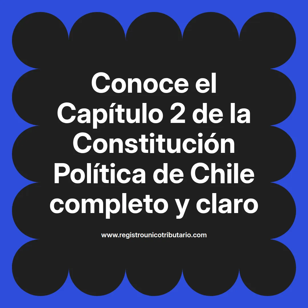 imagen destacada del post con un texto en el centro que dice Conoce el Capítulo 2 de la Constitución Política de Chile completo y claro y abajo del texto aparece el url de sitio web que es registro unico tributario punto com