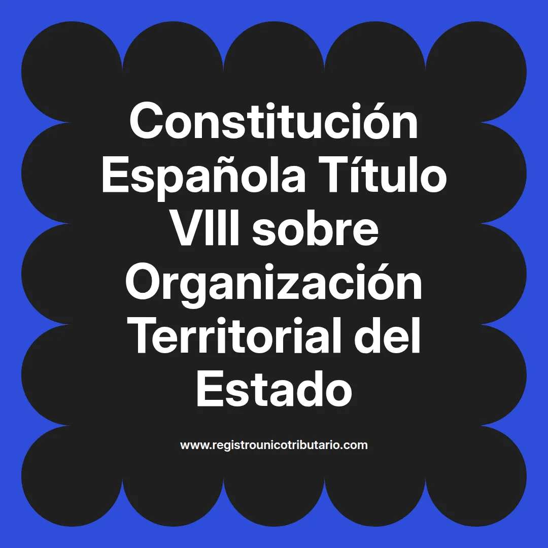 imagen destacada del post con un texto en el centro que dice Constitución Española Título VIII sobre Organización Territorial del Estado y abajo del texto aparece el url de sitio web que es registro unico tributario punto com