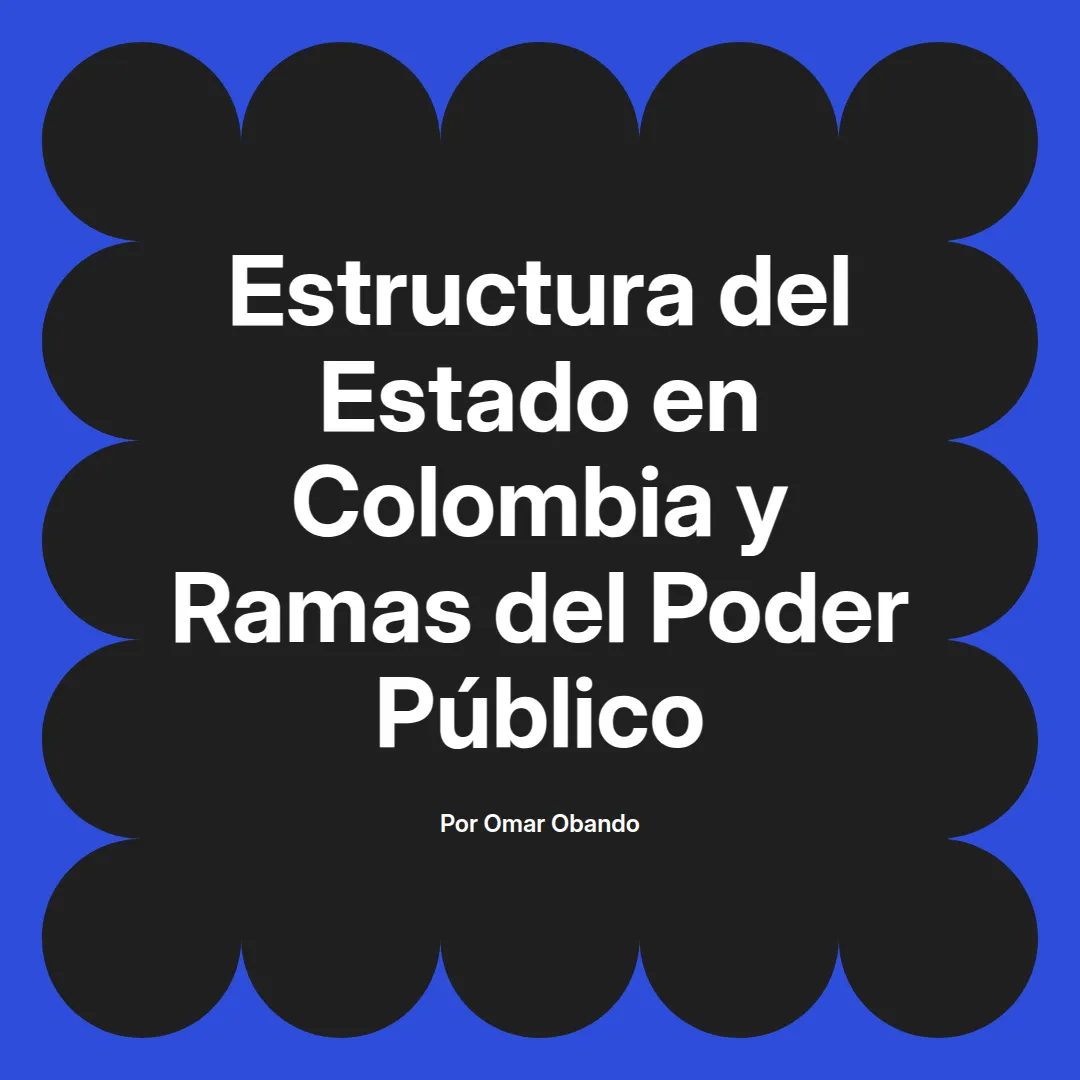 imagen destacada del post con un texto en el centro que dice Estructura del Estado en Colombia y Ramas del Poder Público y abajo del texto aparece el nombre del autor Omar Obando
