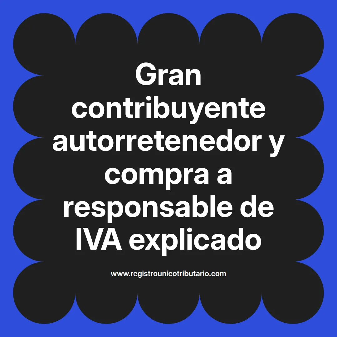 imagen destacada del post con un texto en el centro que dice Gran contribuyente autorretenedor y compra a responsable de IVA explicado y abajo del texto aparece el url de sitio web que es registro unico tributario punto com