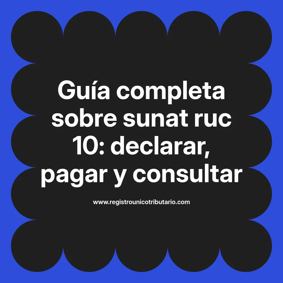 Imagen destacada sobre el proceso de registro en la SUNAT para el RUC 10 y su declaración tributaria