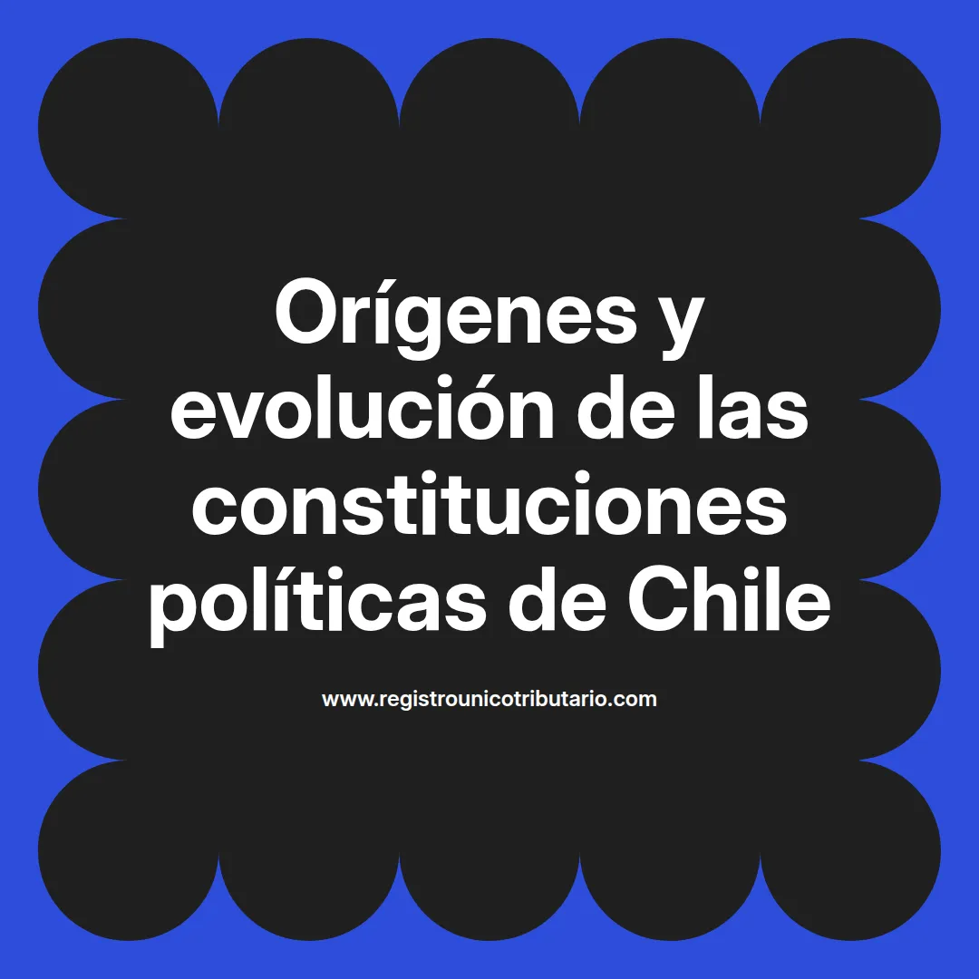 imagen destacada del post con un texto en el centro que dice Orígenes y evolución de las constituciones políticas de Chile y abajo del texto aparece el url de sitio web que es registro unico tributario punto com