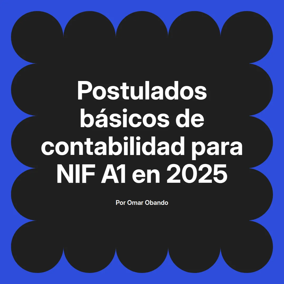 imagen destacada del post con un texto en el centro que dice Postulados básicos de contabilidad para NIF A1 en 2025 y abajo del texto aparece el nombre del autor Omar Obando