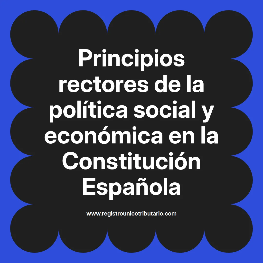 imagen destacada del post con un texto en el centro que dice Principios rectores de la política social y económica en la Constitución Española y abajo del texto aparece el url de sitio web que es registro unico tributario punto com