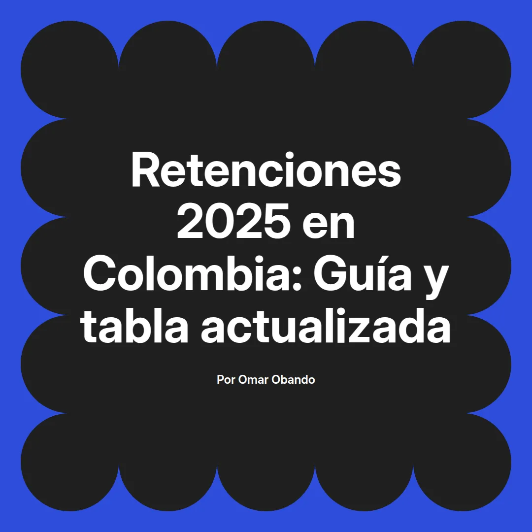 imagen destacada del post con un texto en el centro que dice Retenciones 2025 en Colombia: Guía y tabla actualizada y abajo del texto aparece el nombre del autor Omar Obando