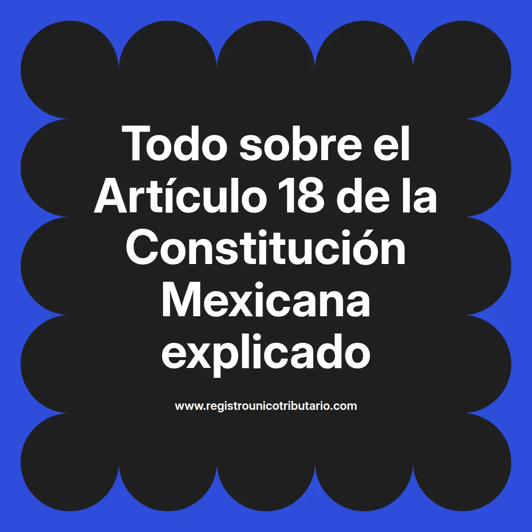 imagen destacada del post con un texto en el centro que dice Todo sobre el Artículo 18 de la Constitución Mexicana explicado y abajo del texto aparece el url de sitio web que es registro unico tributario punto com